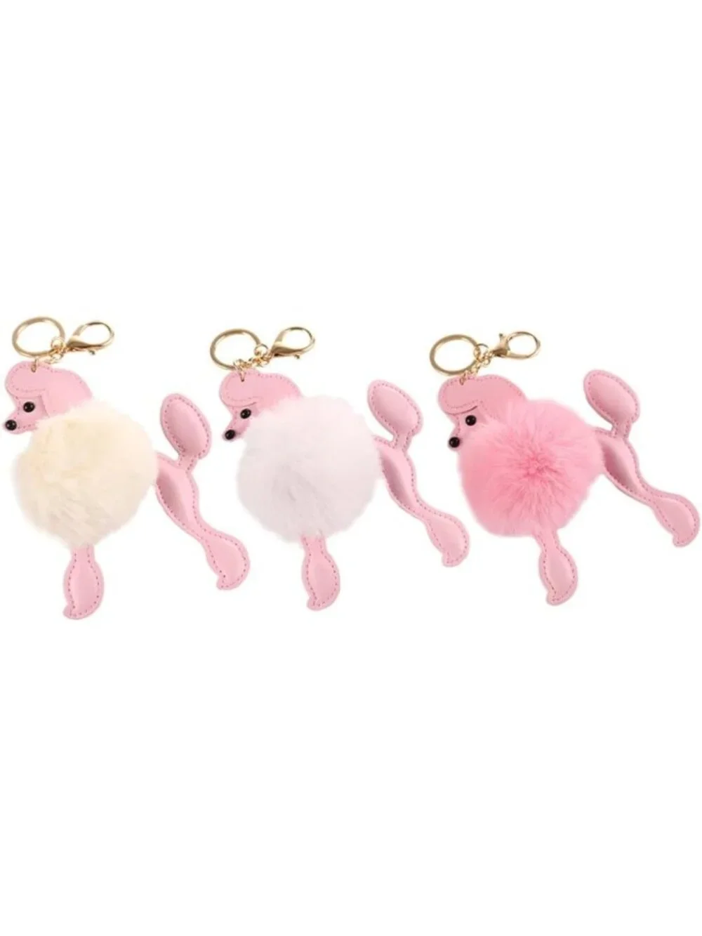 Cute Plush Poodle Keychain Multi-Pack - Cartoon Puppy Bag Decor & Gift Idea